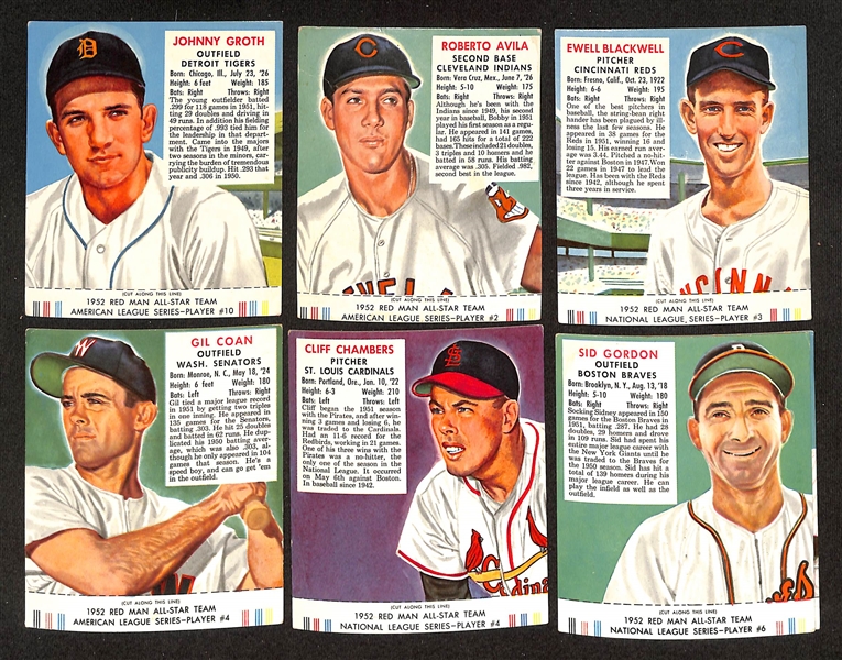 Lot of (23) Different 1952 Red Man Tobacco Cards with Tabs w. Duke Snider
